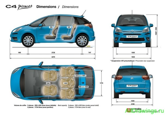 Citroen C4 Picasso - drawings (figures) of the car